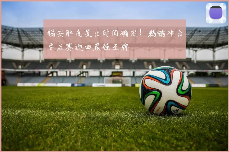 锡安胖虎复出时间确定！鹈鹕冲击季后赛迎回最强王牌